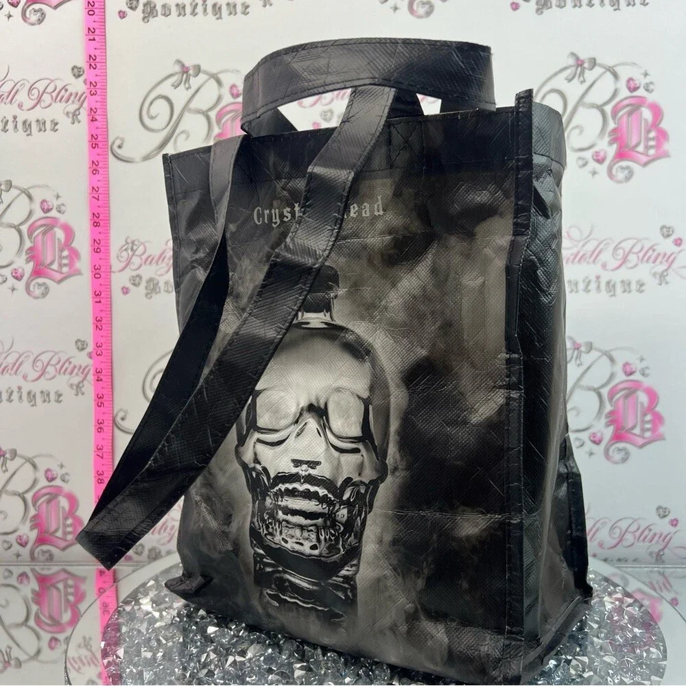 Crystal head Vodka bag tote reusable skull Black Skull Tote